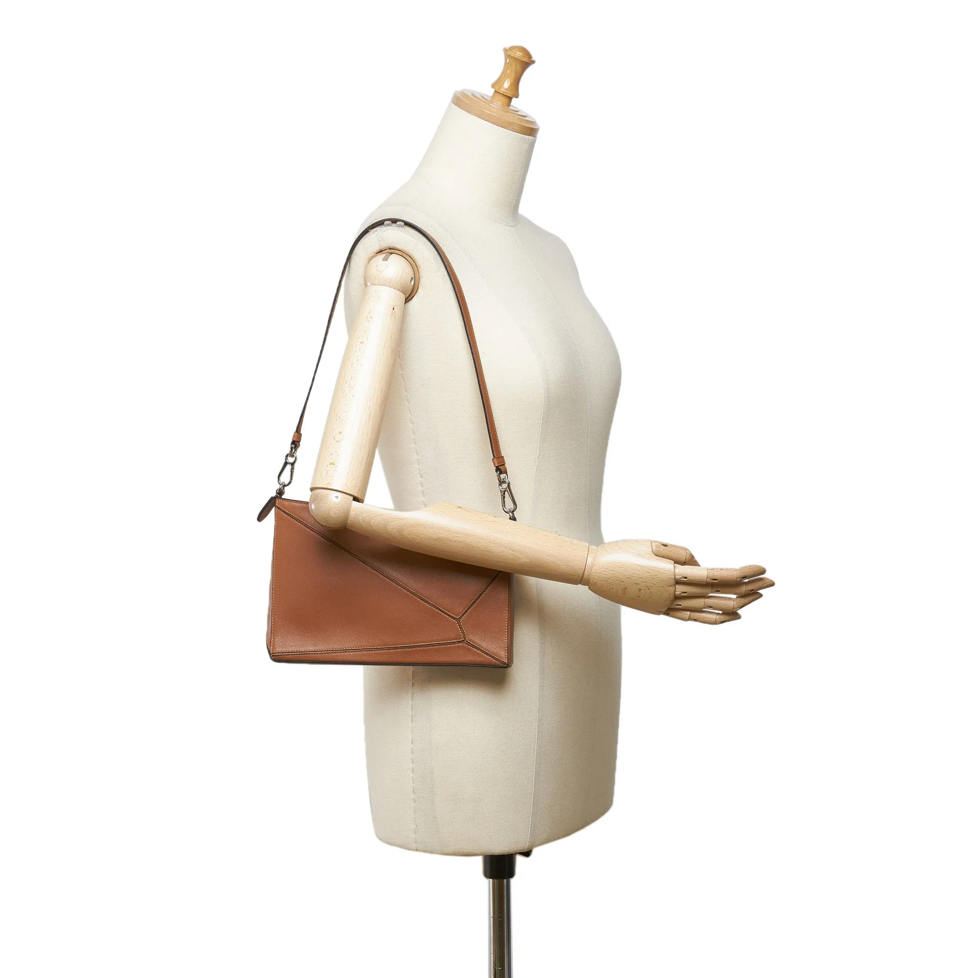 LOEWE CARAMEL LEATHER PUZZLE CLUTCH BAG