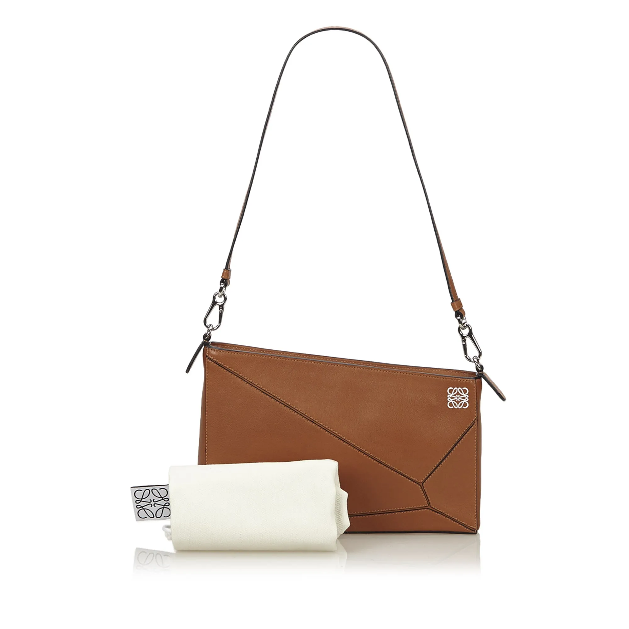 LOEWE CARAMEL LEATHER PUZZLE CLUTCH BAG