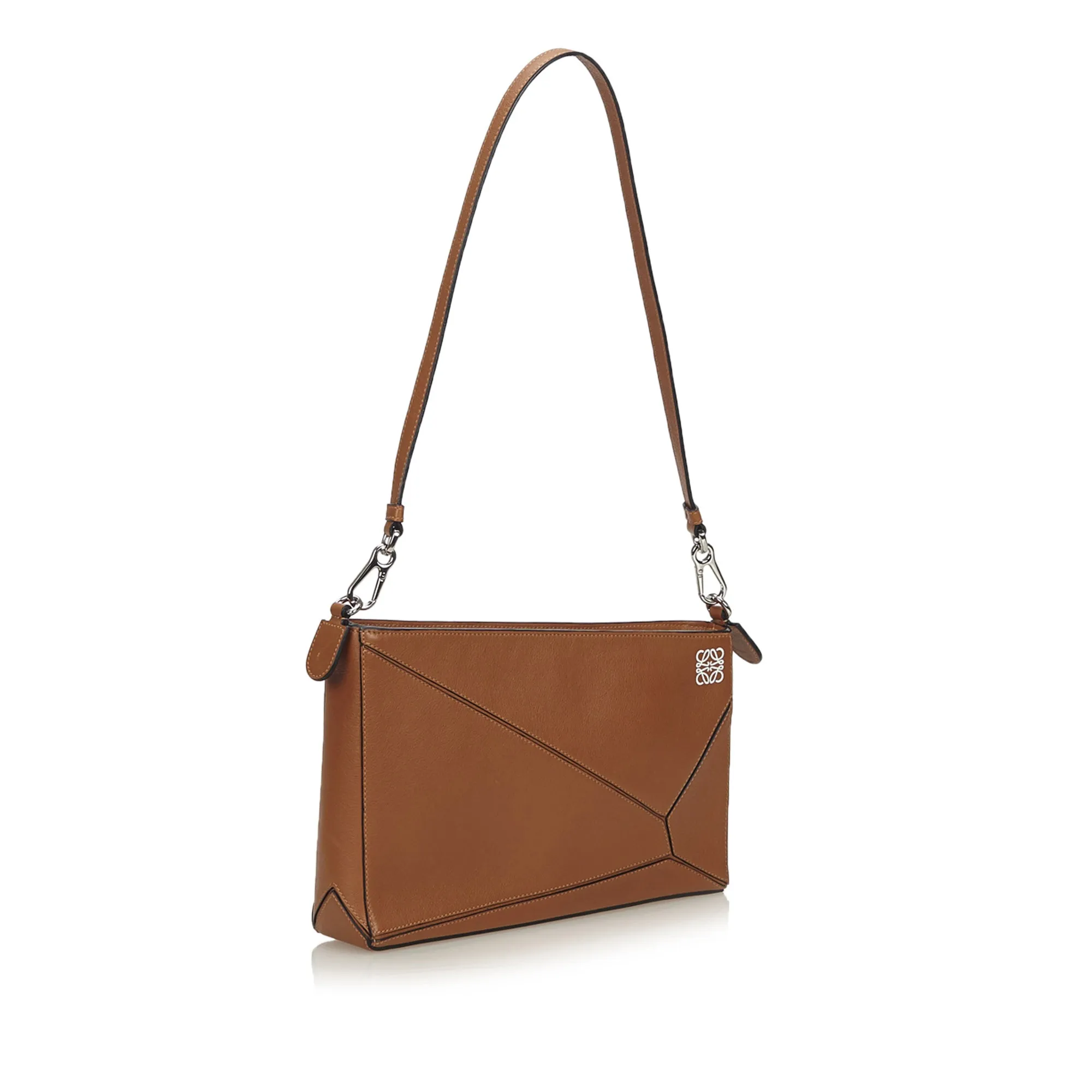 LOEWE CARAMEL LEATHER PUZZLE CLUTCH BAG