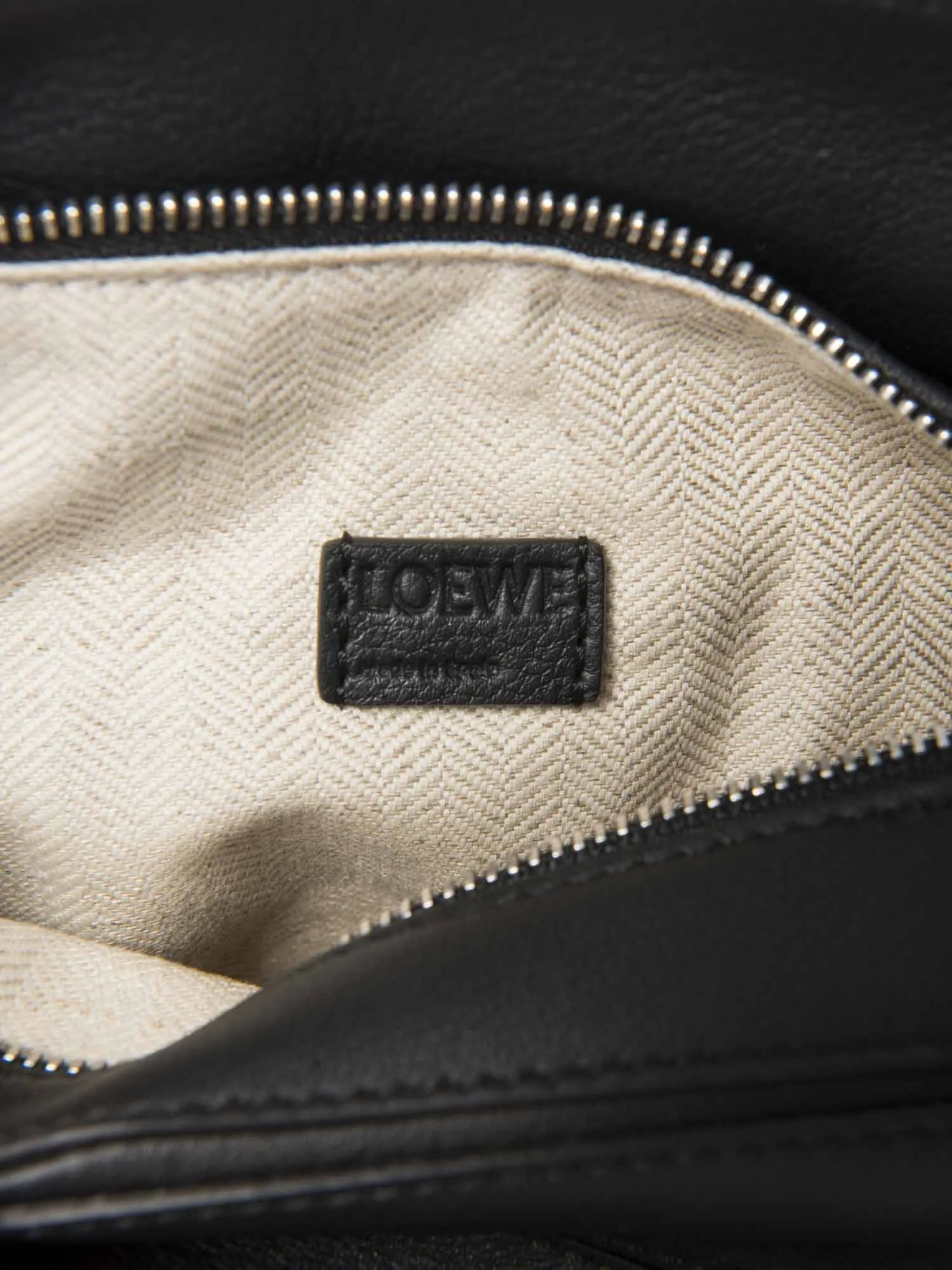 Loewe Logo Leather Mini Puzzle Messenger Bag Black Silver