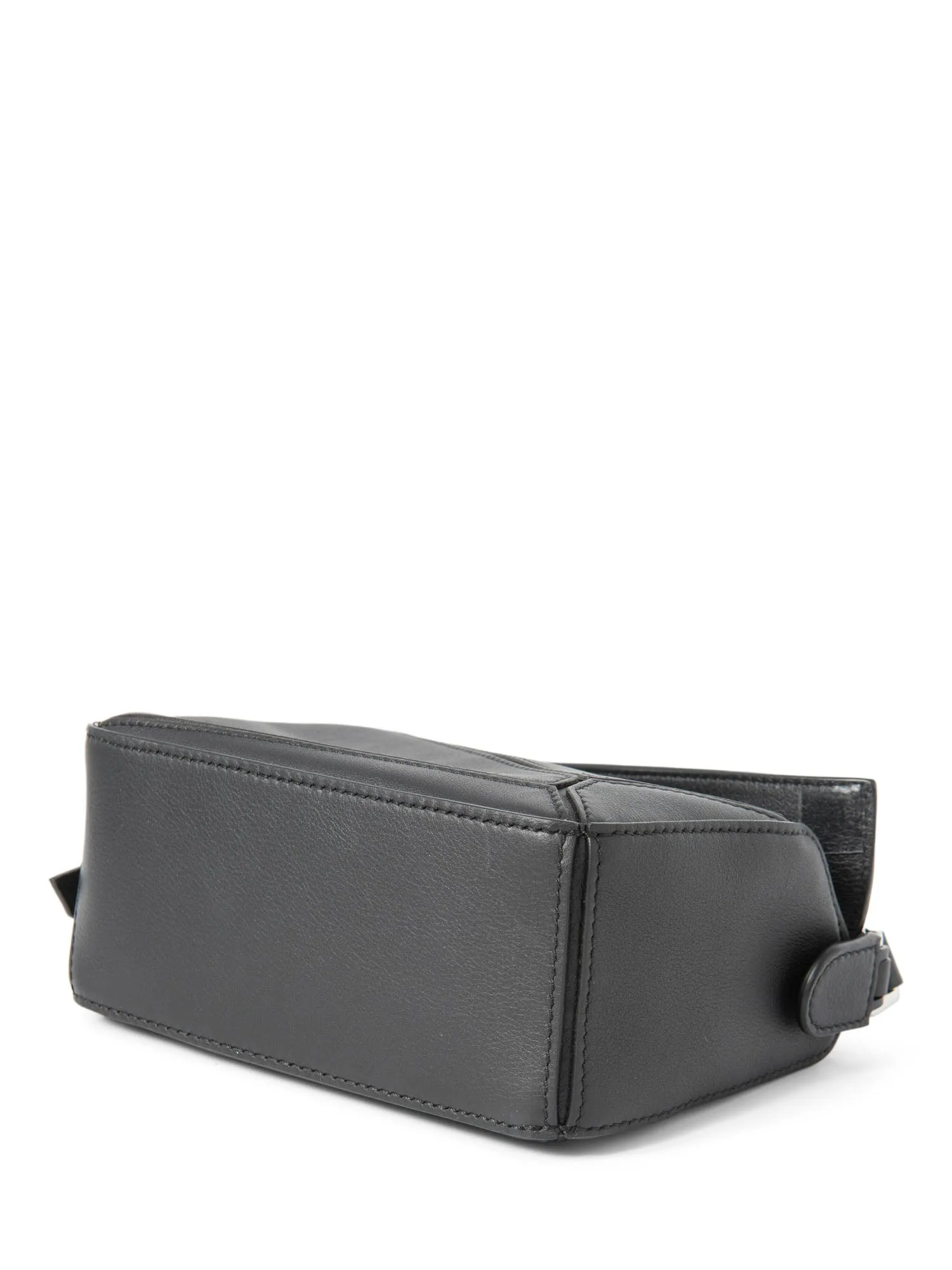 Loewe Logo Leather Mini Puzzle Messenger Bag Black Silver