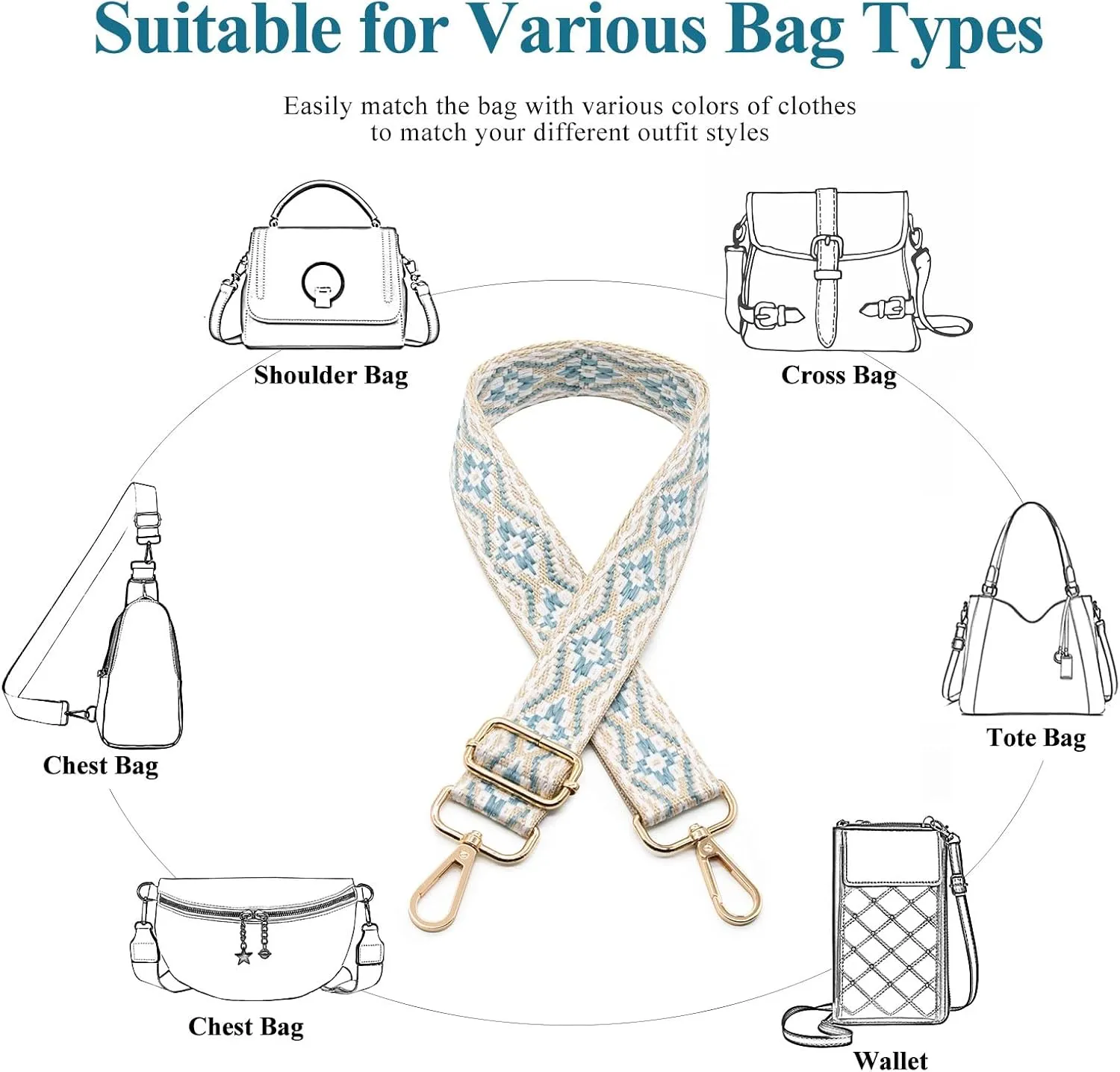 Long Keeper Wide Purse Strap - Adjustable Shoulder Strap Crossbody Handbag Replacement Bag Strap Guitar Straps