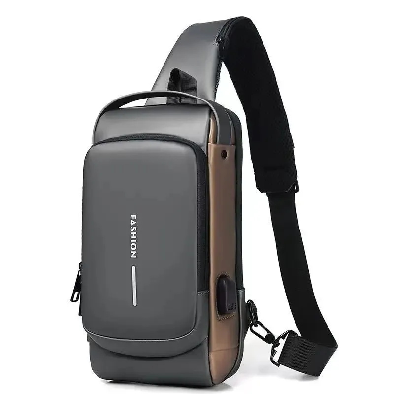 Men Anti Theft Chest Bag Shoulder Bags USB Charging Crossbody Package School Short Trip Messengers Bags Men's Oxford Sling Pack