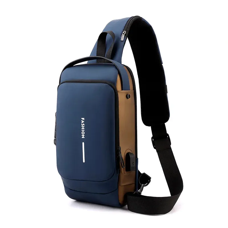 Men Anti Theft Chest Bag Shoulder Bags USB Charging Crossbody Package School Short Trip Messengers Bags Men's Oxford Sling Pack