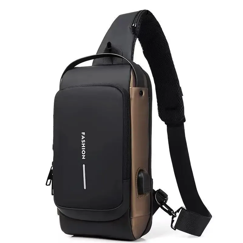 Men Anti Theft Chest Bag Shoulder Bags USB Charging Crossbody Package School Short Trip Messengers Bags Men's Oxford Sling Pack