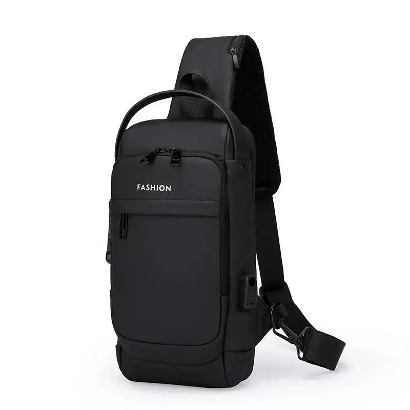 Men Anti Theft Chest Bag Shoulder Bags USB Charging Crossbody Package School Short Trip Messengers Bags Men's Oxford Sling Pack