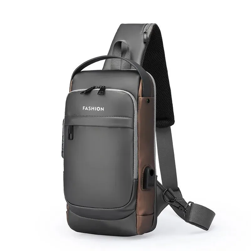 Men Anti Theft Chest Bag Shoulder Bags USB Charging Crossbody Package School Short Trip Messengers Bags Men's Oxford Sling Pack