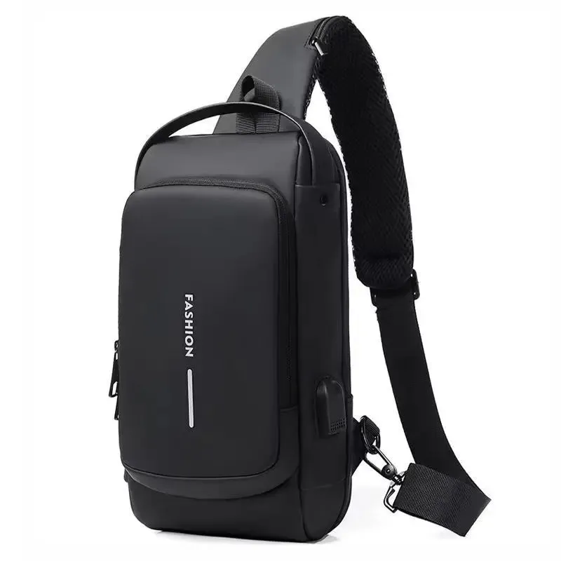 Men Anti Theft Chest Bag Shoulder Bags USB Charging Crossbody Package School Short Trip Messengers Bags Men's Oxford Sling Pack