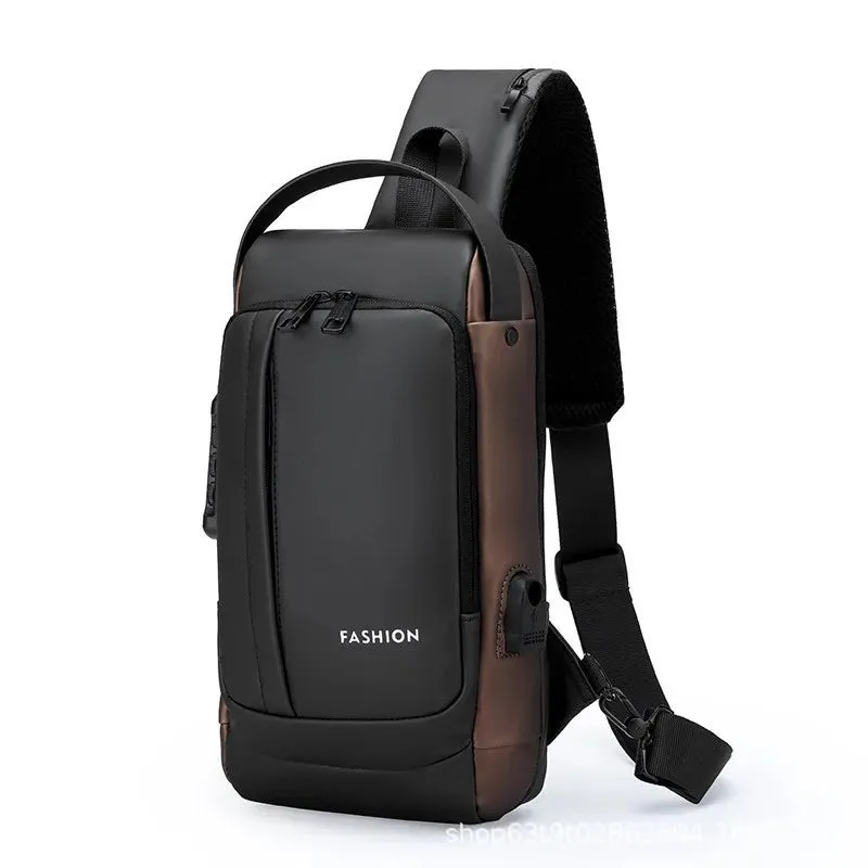 Men Anti Theft Chest Bag Shoulder Bags USB Charging Crossbody Package School Short Trip Messengers Bags Men's Oxford Sling Pack