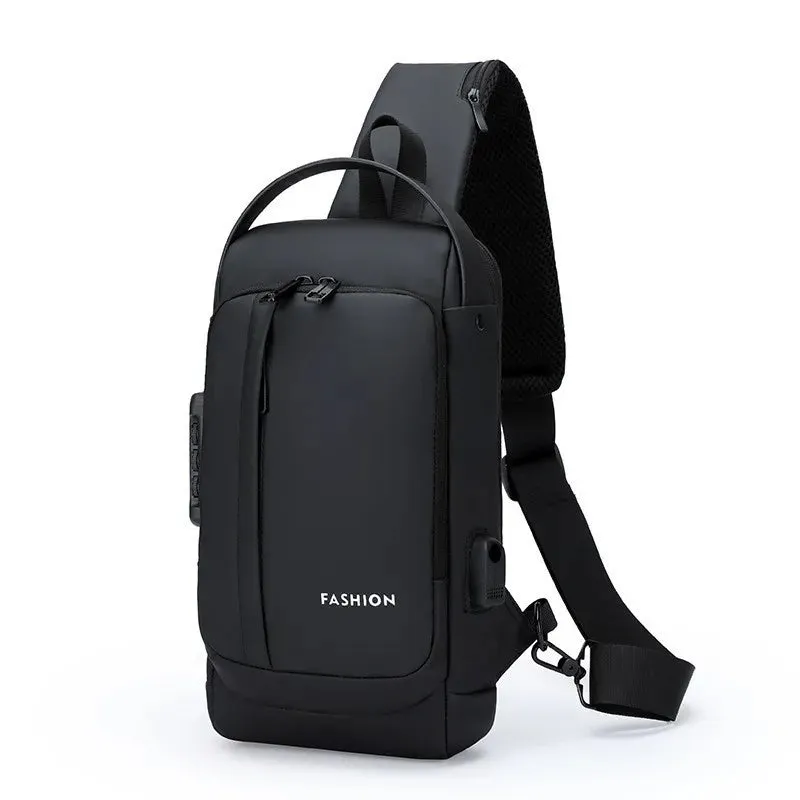 Men Anti Theft Chest Bag Shoulder Bags USB Charging Crossbody Package School Short Trip Messengers Bags Men's Oxford Sling Pack