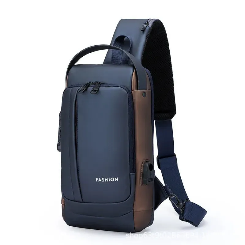 Men Anti Theft Chest Bag Shoulder Bags USB Charging Crossbody Package School Short Trip Messengers Bags Men's Oxford Sling Pack