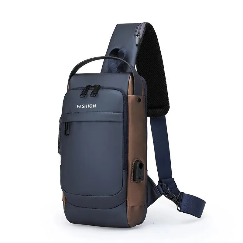 Men Anti Theft Chest Bag Shoulder Bags USB Charging Crossbody Package School Short Trip Messengers Bags Men's Oxford Sling Pack
