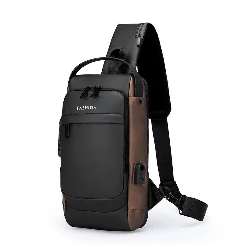 Men Anti Theft Chest Bag Shoulder Bags USB Charging Crossbody Package School Short Trip Messengers Bags Men's Oxford Sling Pack