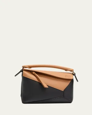 Mini Puzzle Edge Bicolor Top-Handle Bag