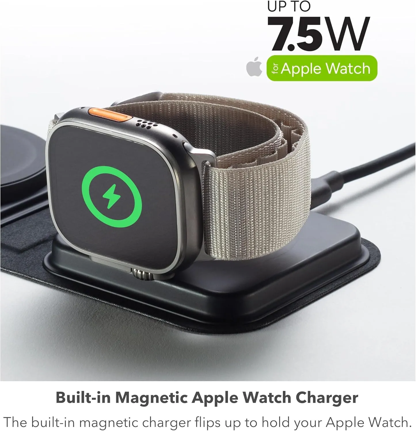 Mophie 3-in-1 Travel Charger v2 with MagSafe - Portable Wireless Charging Hub, Compatible with Apple Devices, iPhone 16/15/14/13/12, Apple Watch Series 10 to 1 & Ultra, AirPods Pro/3rd Gen, Black