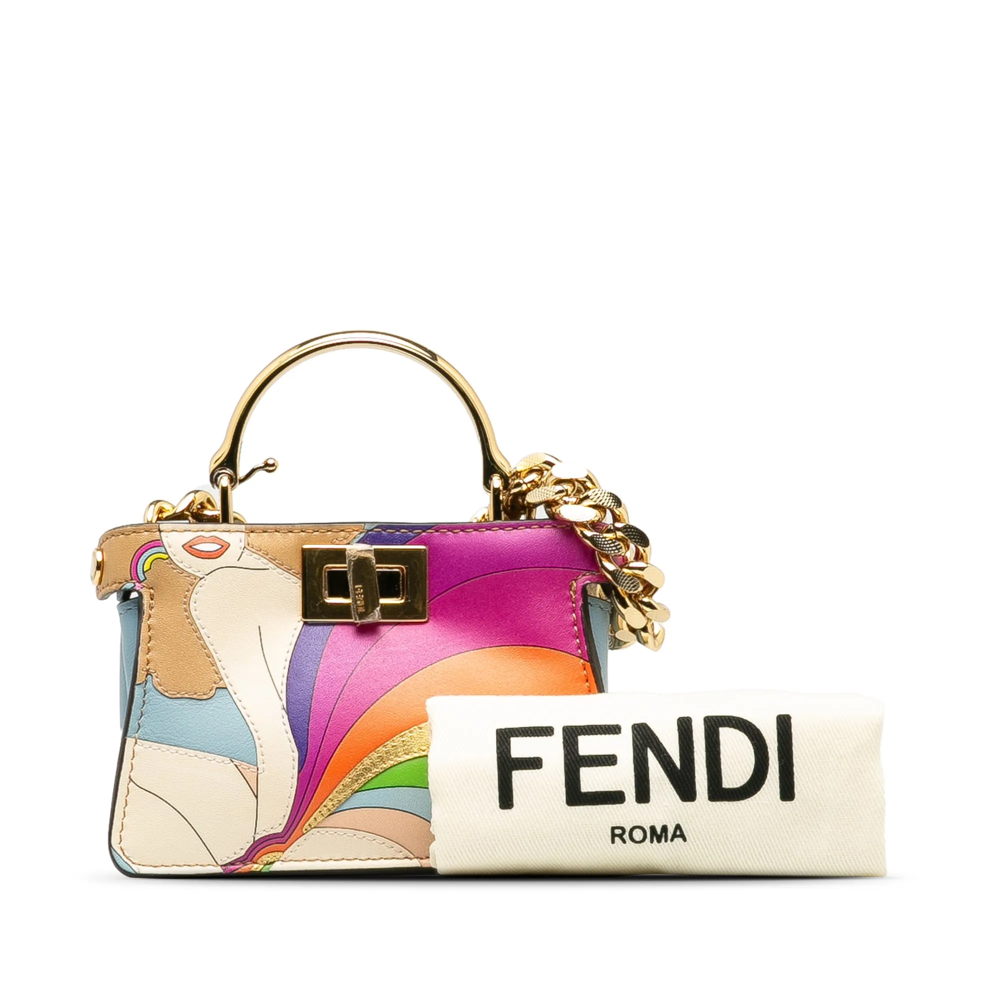 Multicolor Fendi Nano Rainbow Inlay Peekaboo Satchel