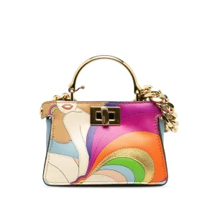 Multicolor Fendi Nano Rainbow Inlay Peekaboo Satchel