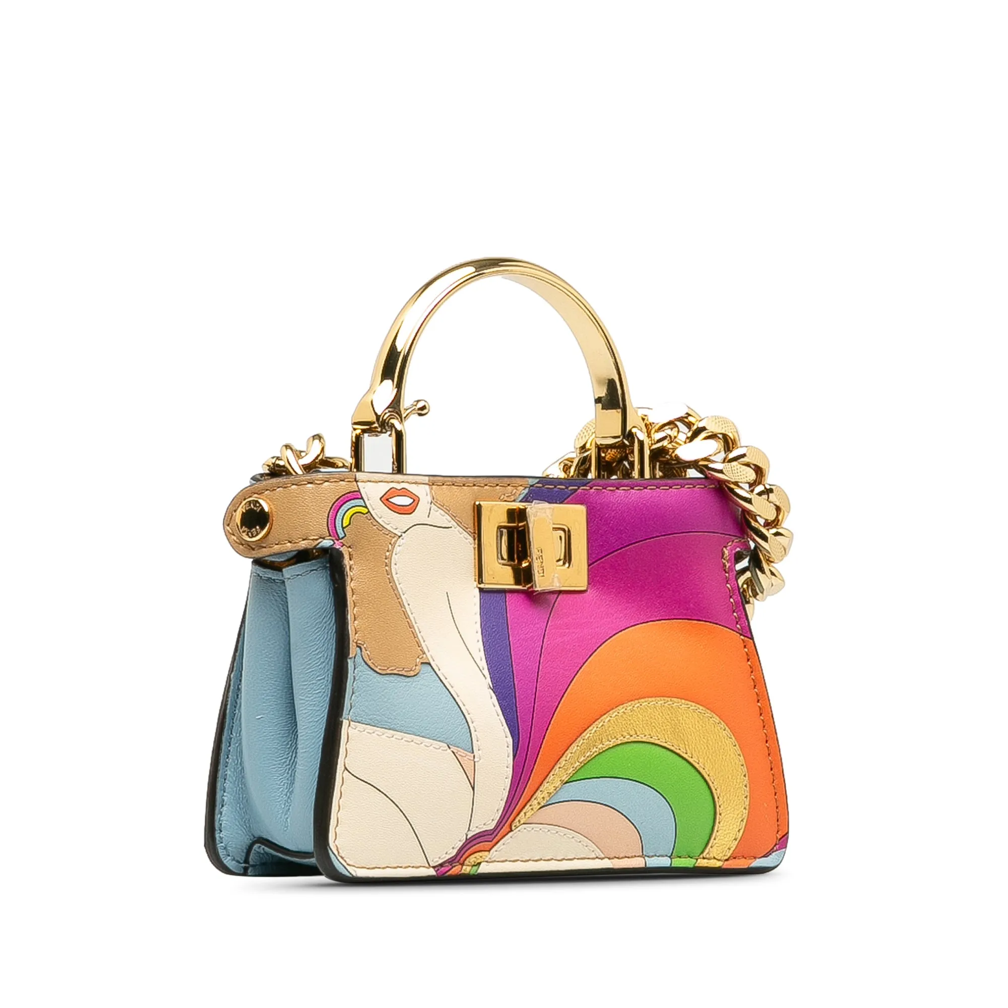 Multicolor Fendi Nano Rainbow Inlay Peekaboo Satchel