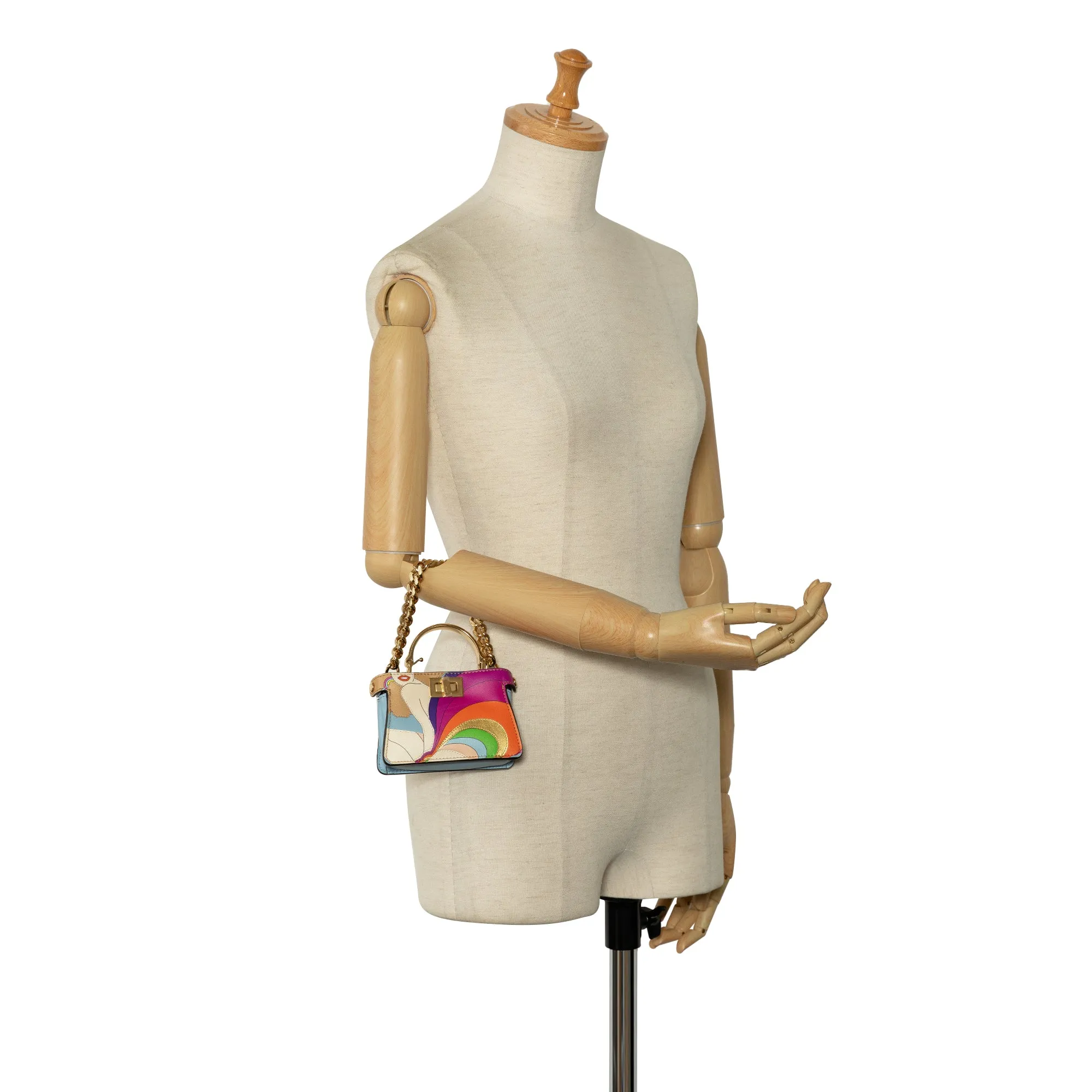 Multicolor Fendi Nano Rainbow Inlay Peekaboo Satchel