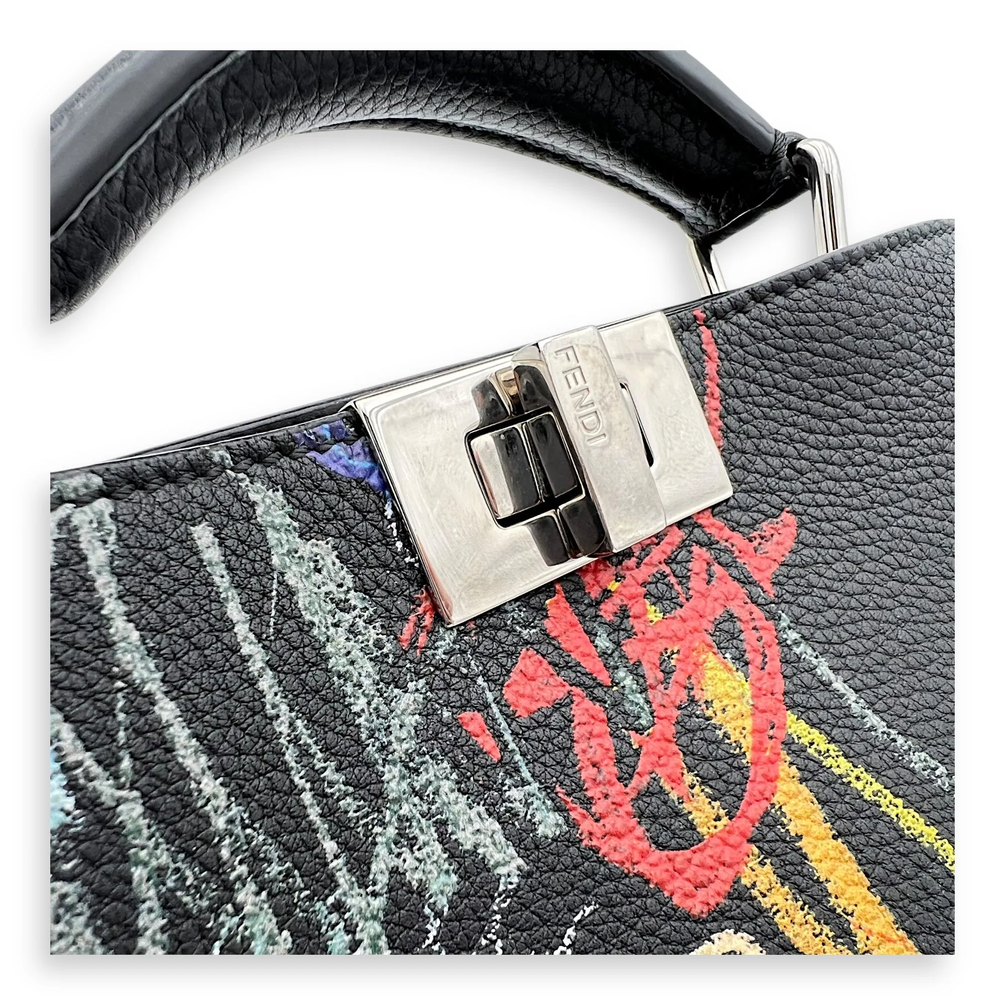 Noel Fielding Peekaboo Top Handle Bag Mini Black in Calfskin, Silver hardware