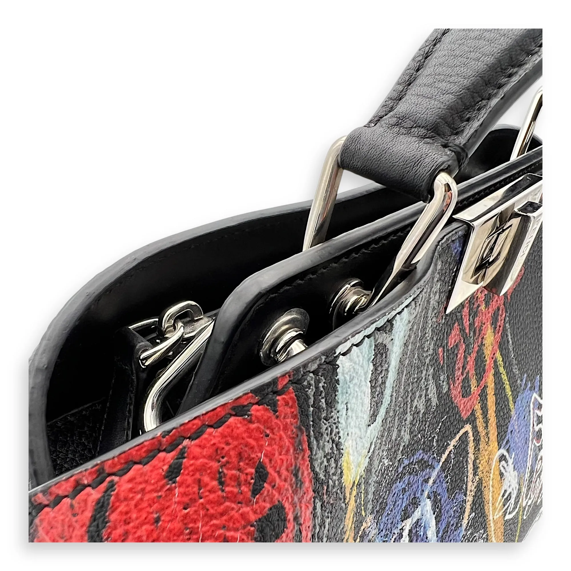 Noel Fielding Peekaboo Top Handle Bag Mini Black in Calfskin, Silver hardware