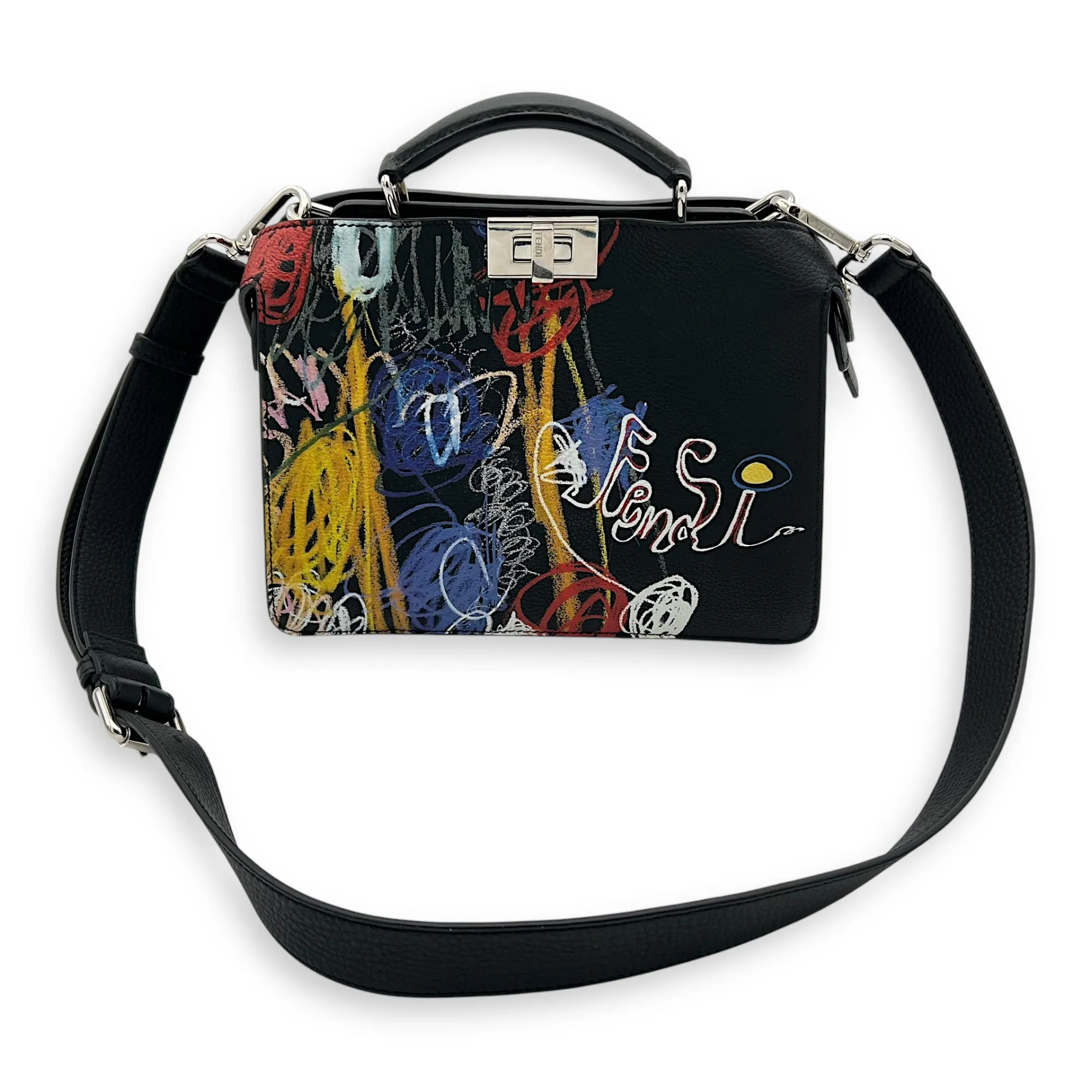 Noel Fielding Peekaboo Top Handle Bag Mini Black in Calfskin, Silver hardware