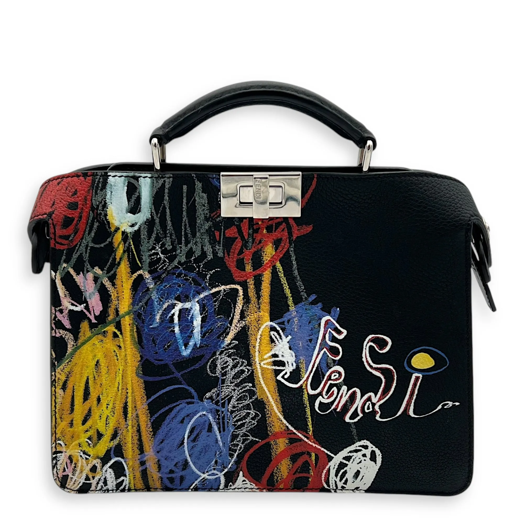 Noel Fielding Peekaboo Top Handle Bag Mini Black in Calfskin, Silver hardware