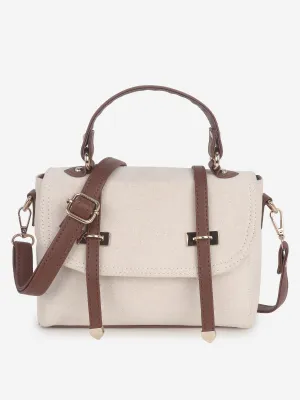 Off White-Tan Satchel Handbag