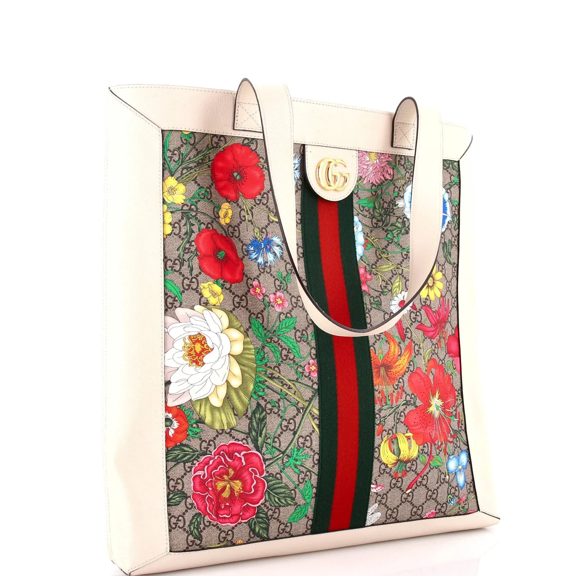 Ophidia Soft Open Tote Flora GG Coated Canvas Large