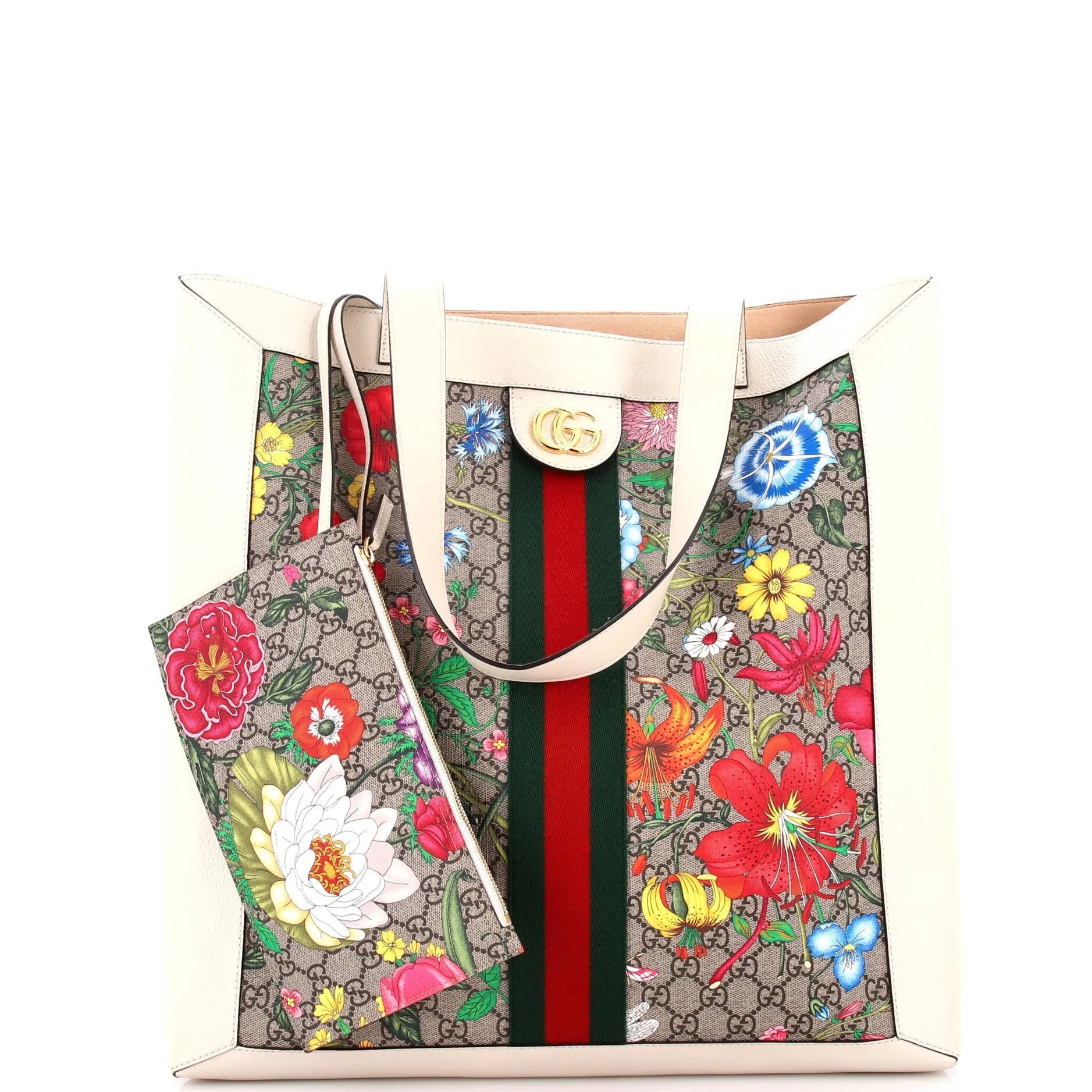 Ophidia Soft Open Tote Flora GG Coated Canvas Large