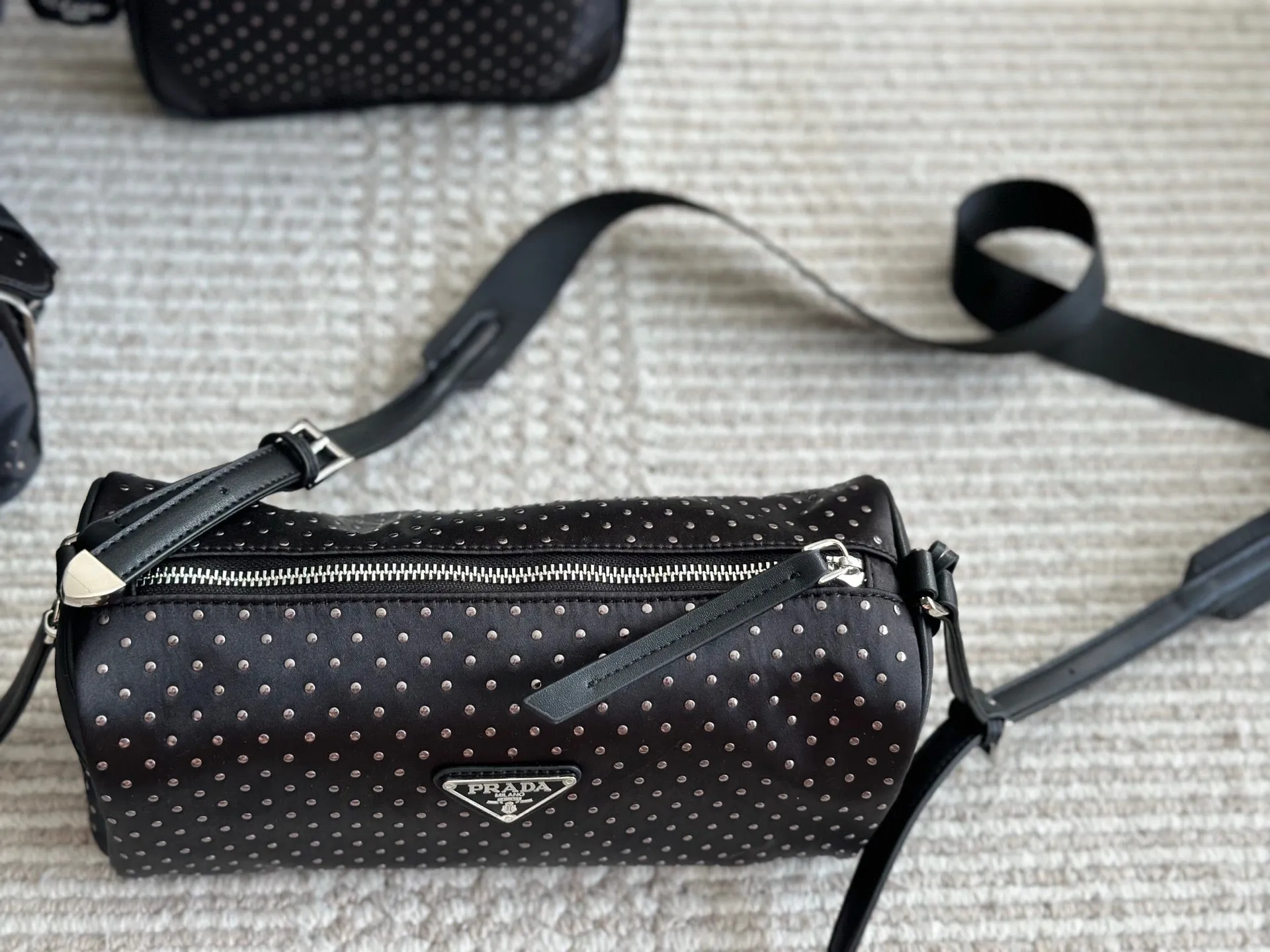 PD342 Re-Nylon Bag with Studs / 10.6x5.1inch