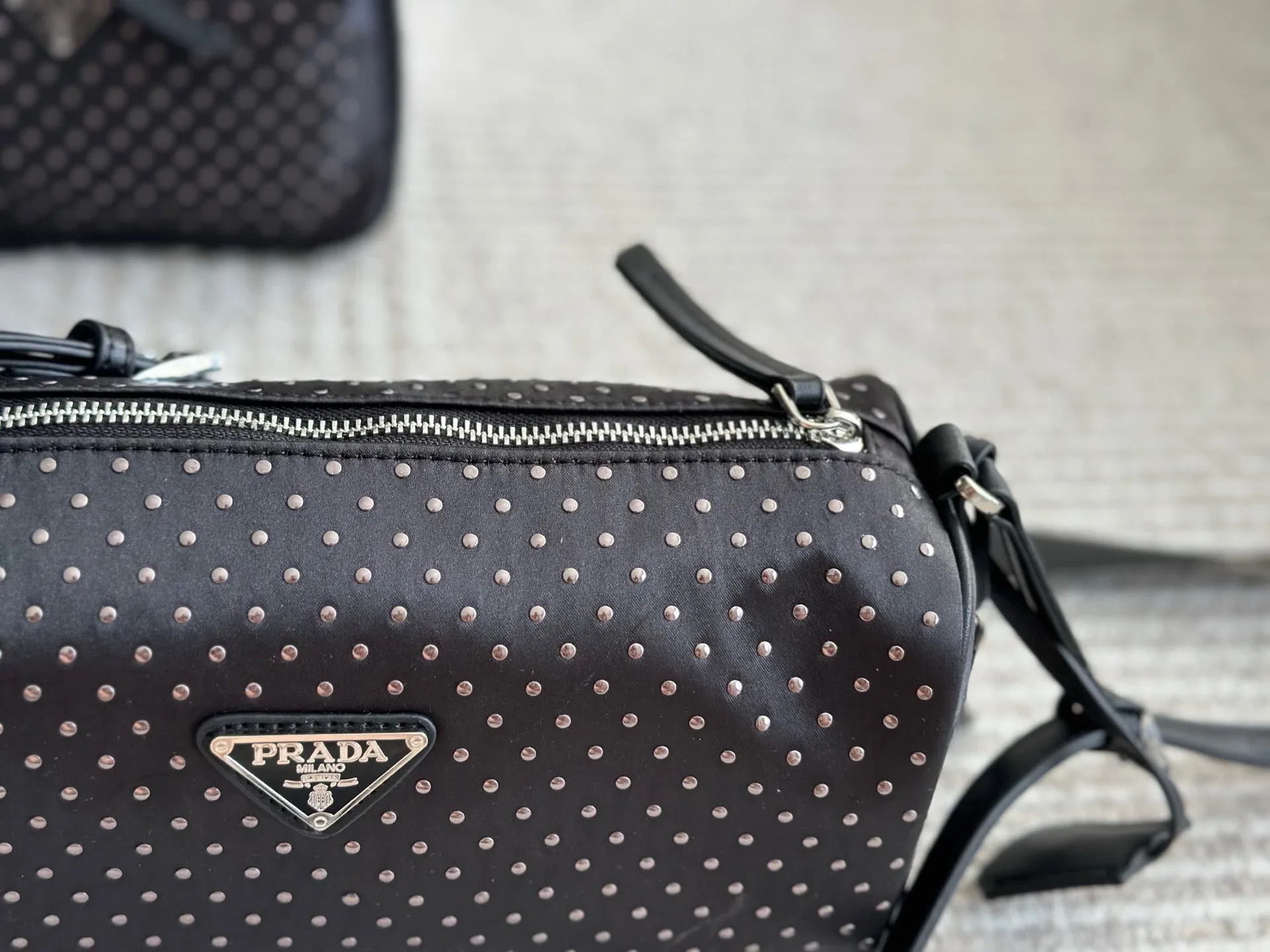 PD342 Re-Nylon Bag with Studs / 10.6x5.1inch