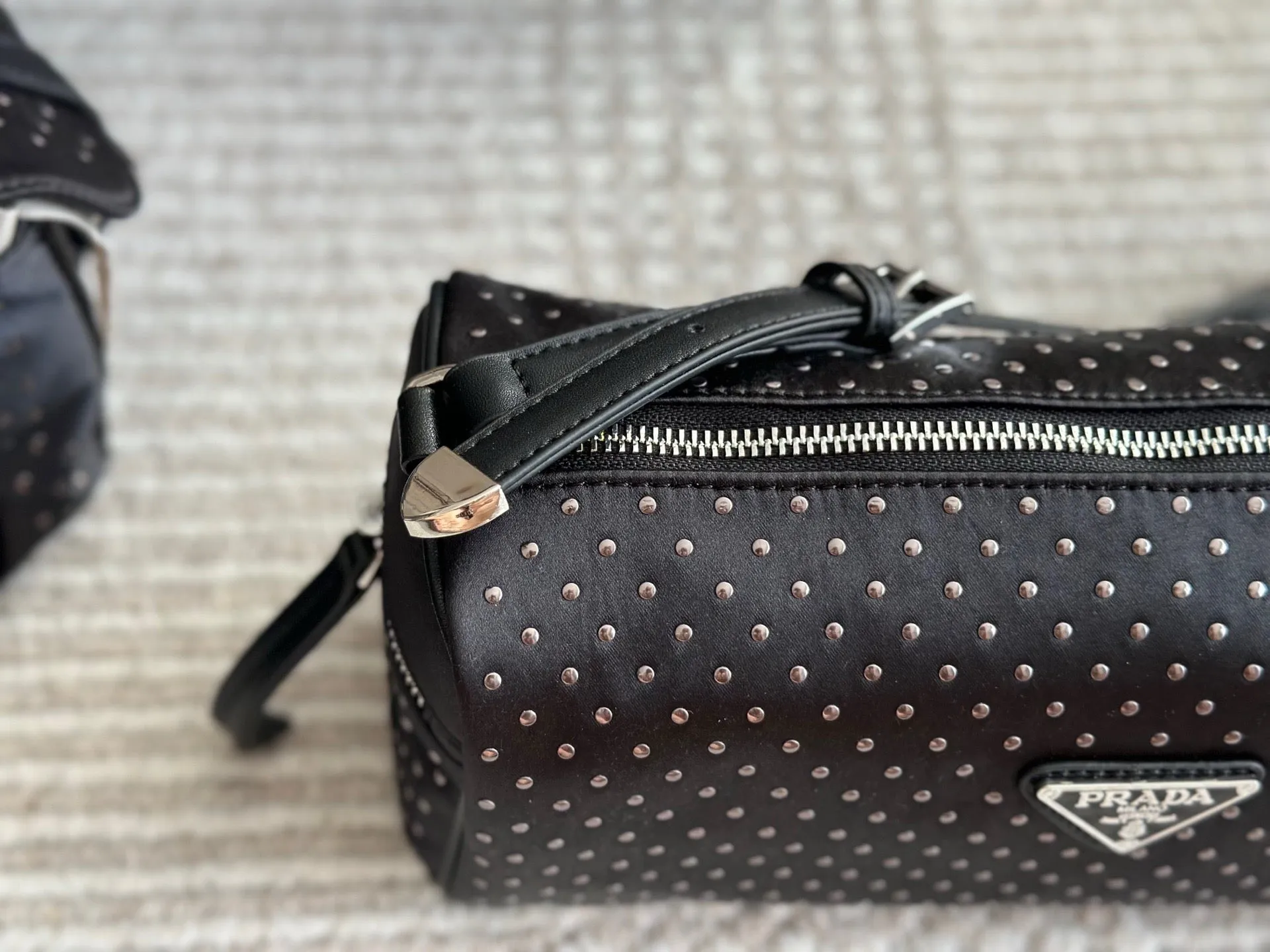 PD342 Re-Nylon Bag with Studs / 10.6x5.1inch