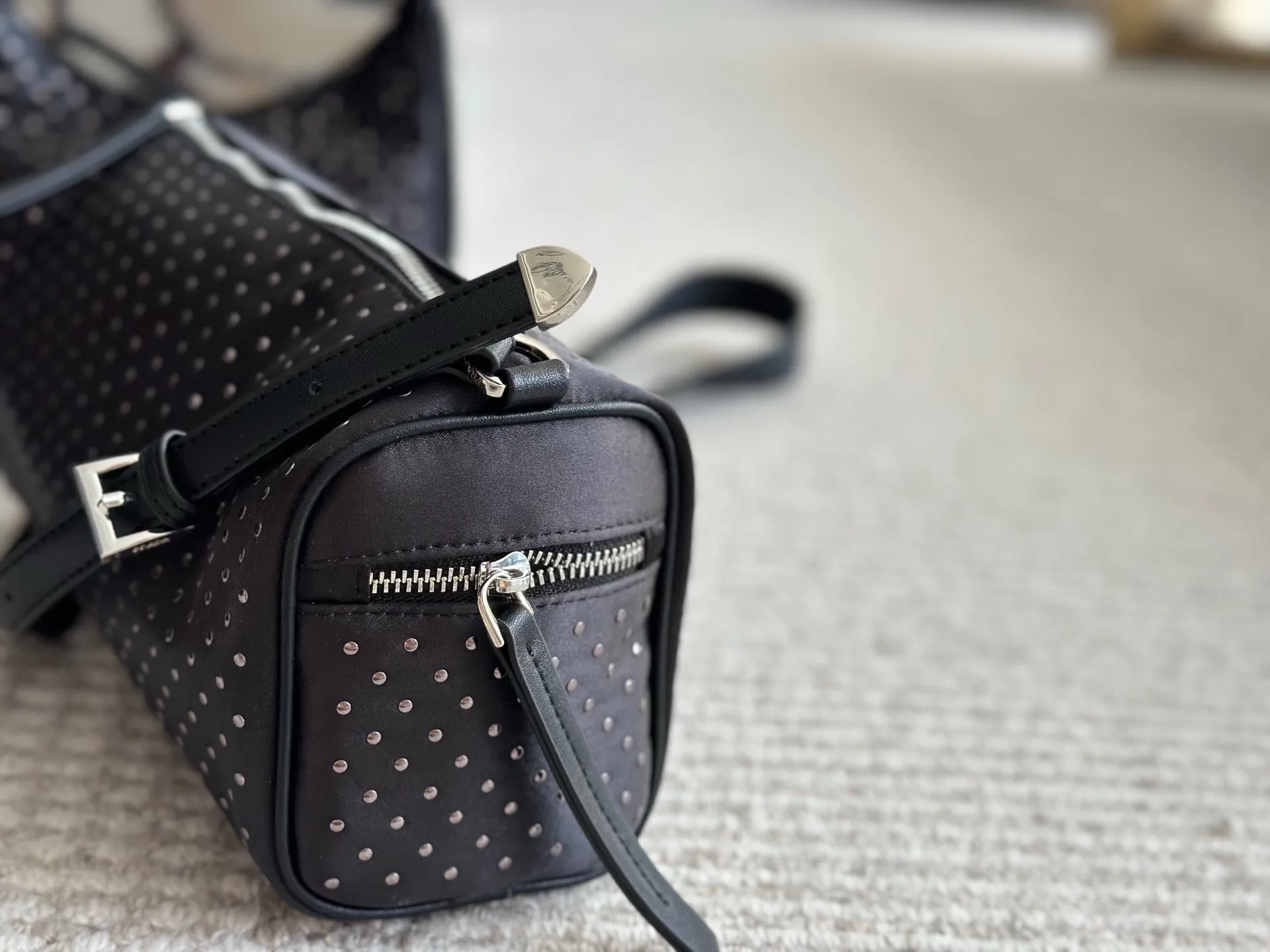 PD342 Re-Nylon Bag with Studs / 10.6x5.1inch