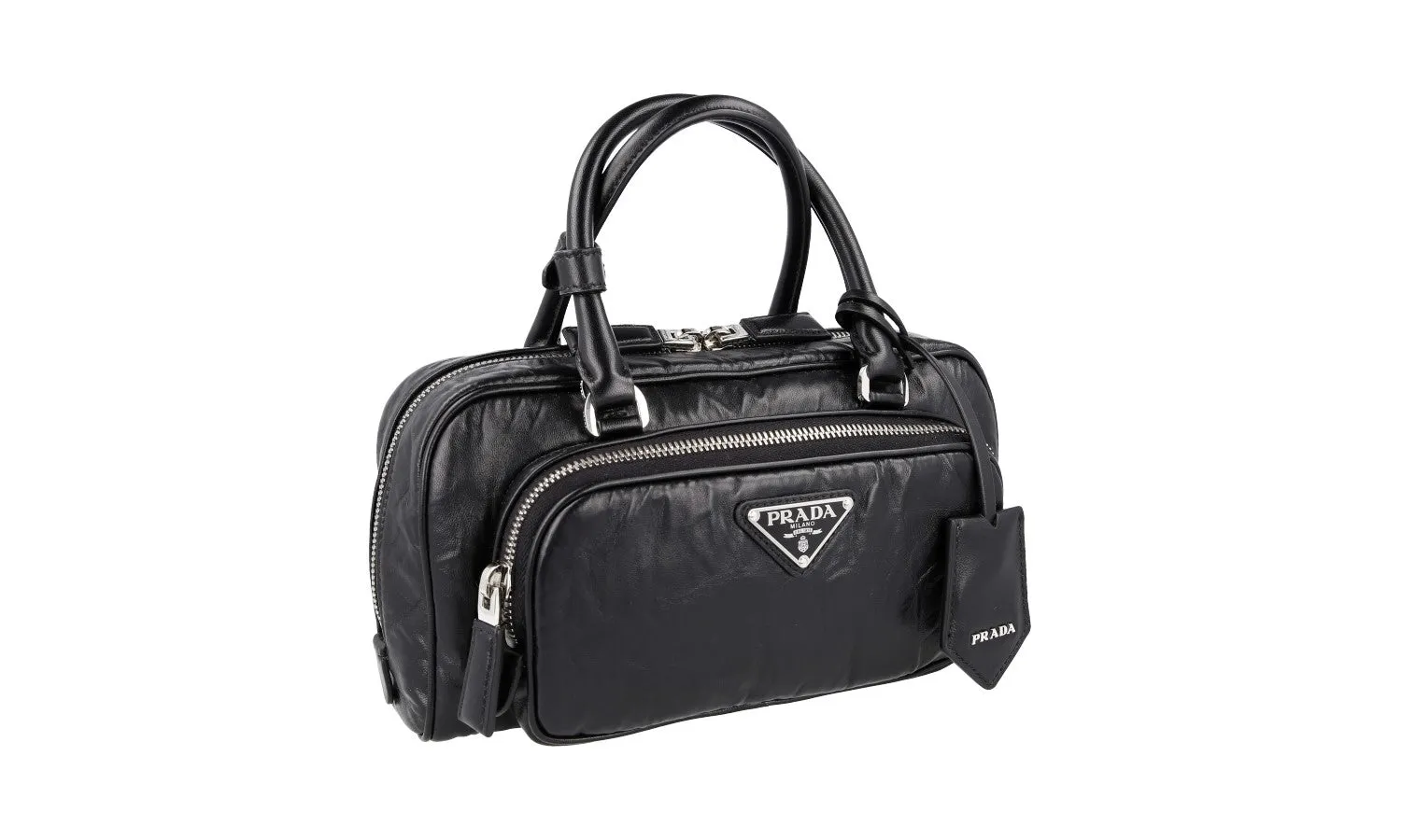 Prada Women's Black Leather Re-edition 2001 Shoulder Bag 1BB099