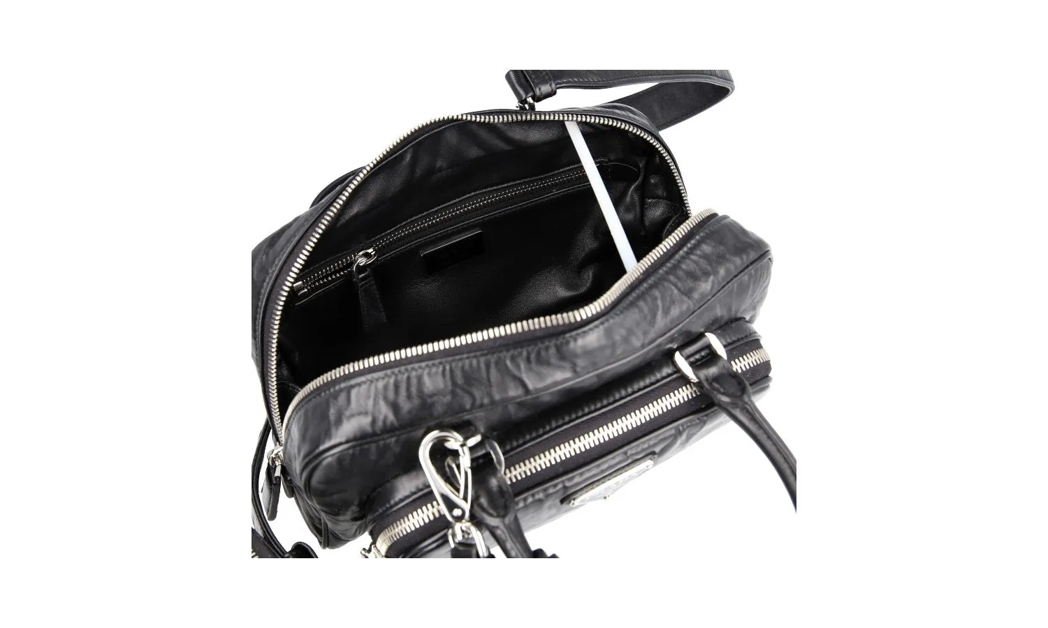 Prada Women's Black Leather Re-edition 2001 Shoulder Bag 1BB099