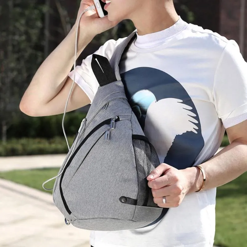 Sidiou Group USB Charge Messenger Bag Anti-theft Chest Pack Bag Sling Shoulder Casual Travel Bags