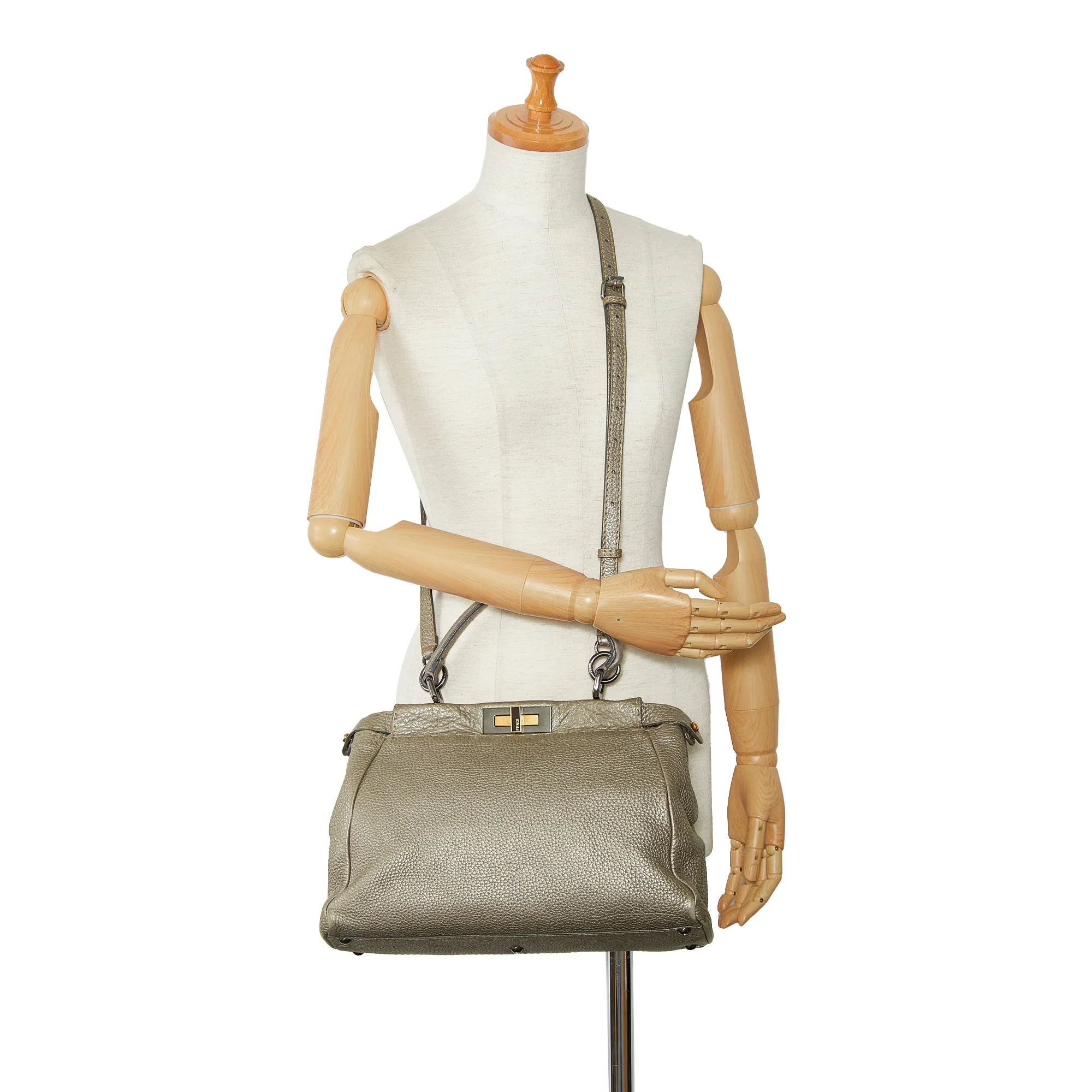 Silver Fendi Medium Selleria Peekaboo Satchel