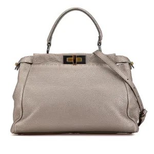 Silver Fendi Medium Selleria Peekaboo Satchel