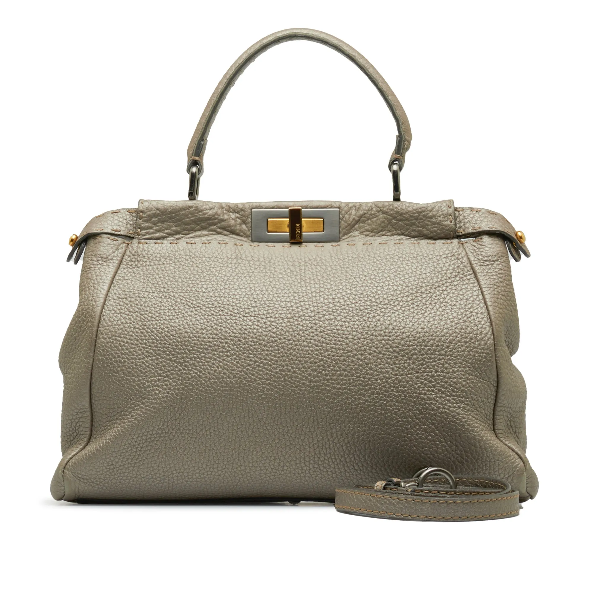 Silver Fendi Medium Selleria Peekaboo Satchel