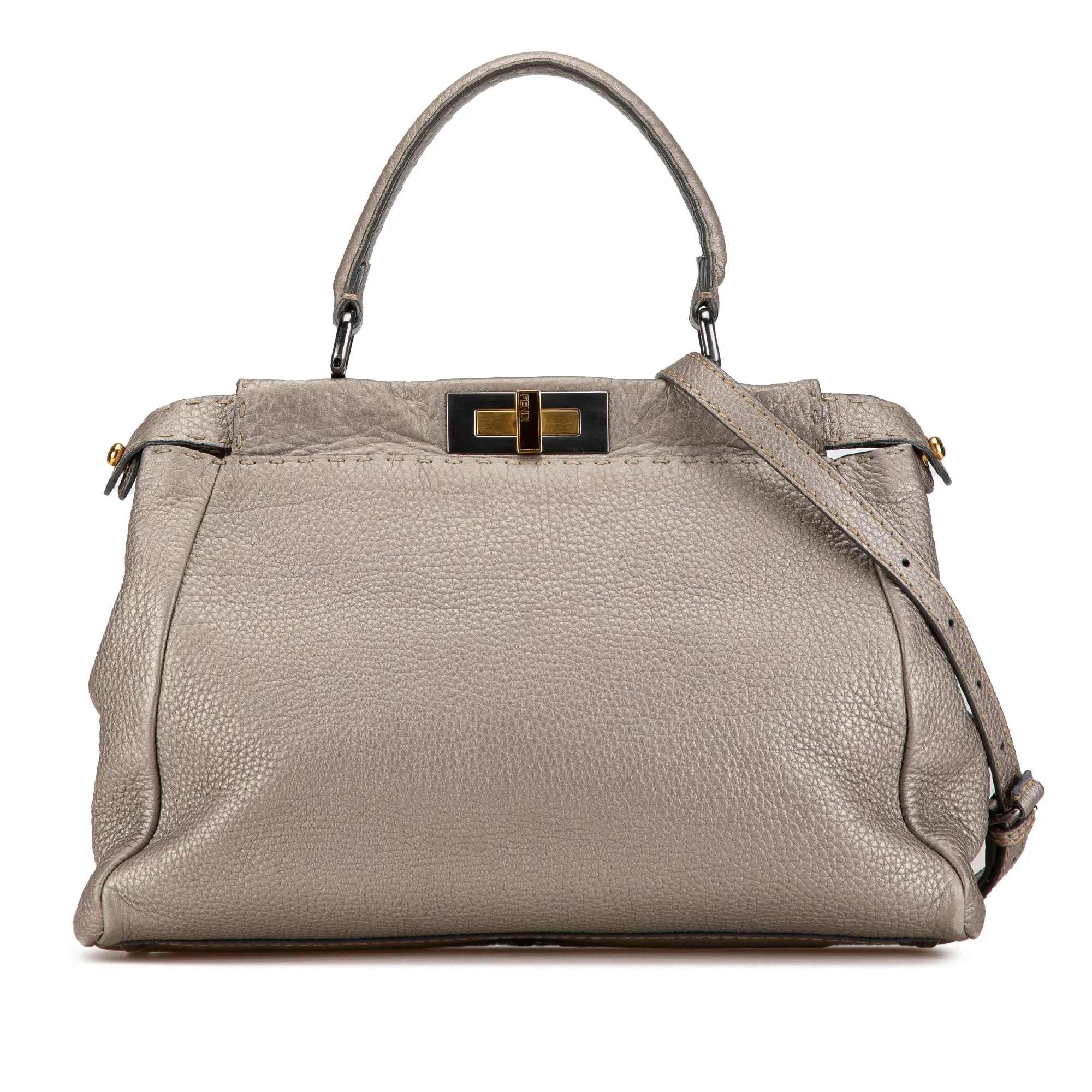 Silver Fendi Medium Selleria Peekaboo Satchel