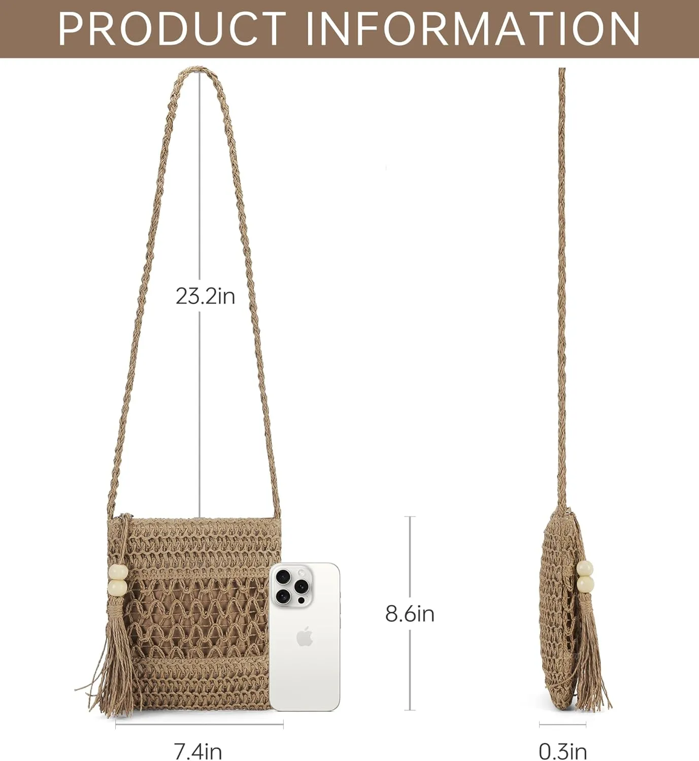 Small Beach Straw Purse For Women: Straw Bags Crossbody Shoulder Handbags - Raffia Woven Tote Purse For Summer Vacation