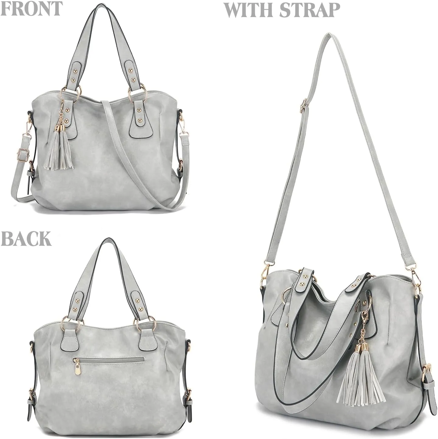 Soperwillton Fashion Handbag for Women Shoulder Bag Top Handle Satchel Hobo Tote Bag Purse Set 4pcs