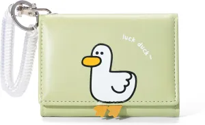 Sunwel Fashion Girls Cute 3D Duck Mini Wallet with Key-chain Wristlet Cash Pocket Card Holder ID Window Purse for Women