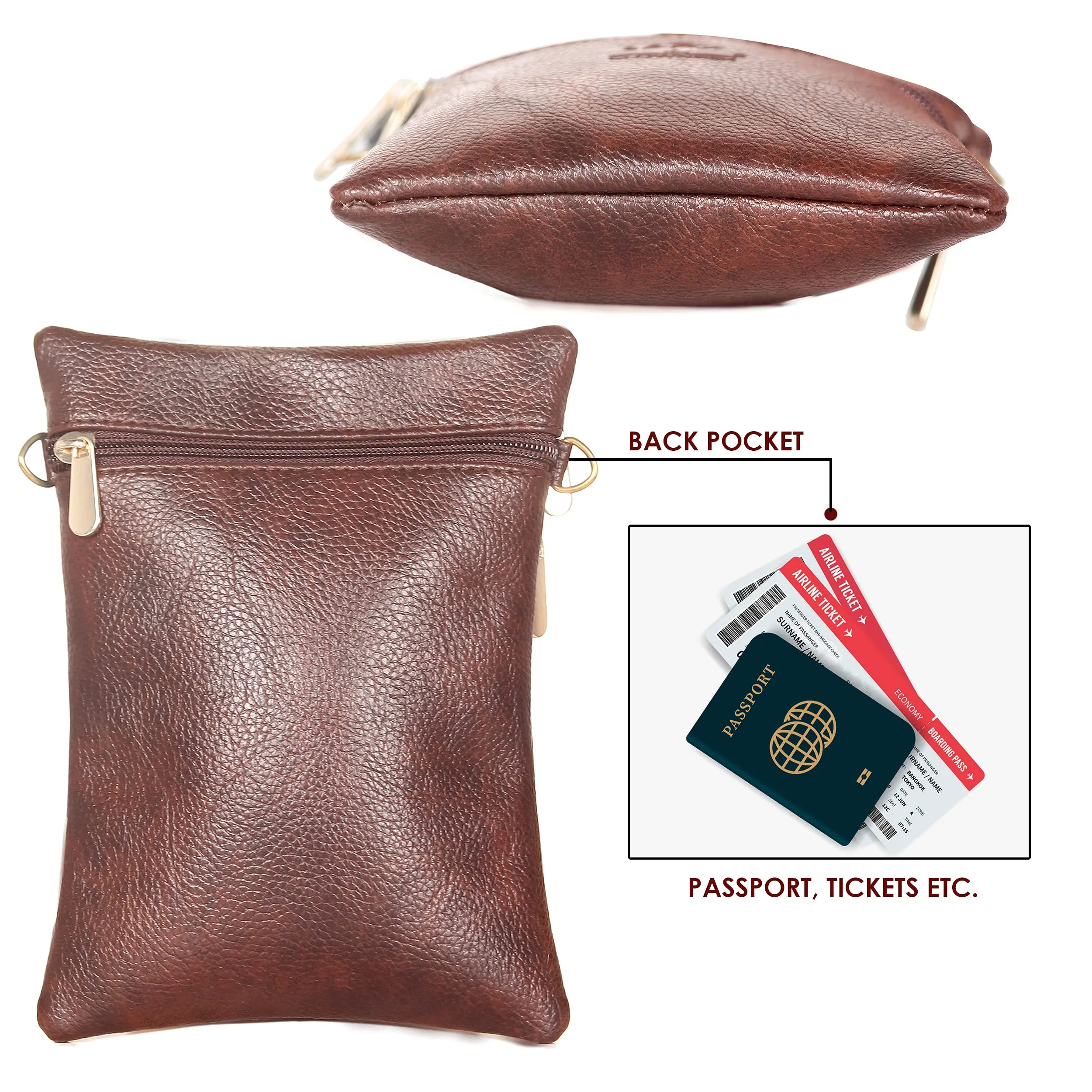 THE CLOWNFISH Hazel Faux Leather Sling Bag - Lightweight, Stylish Design | Combo of 3 Front Pockets | 0.9L | Tan