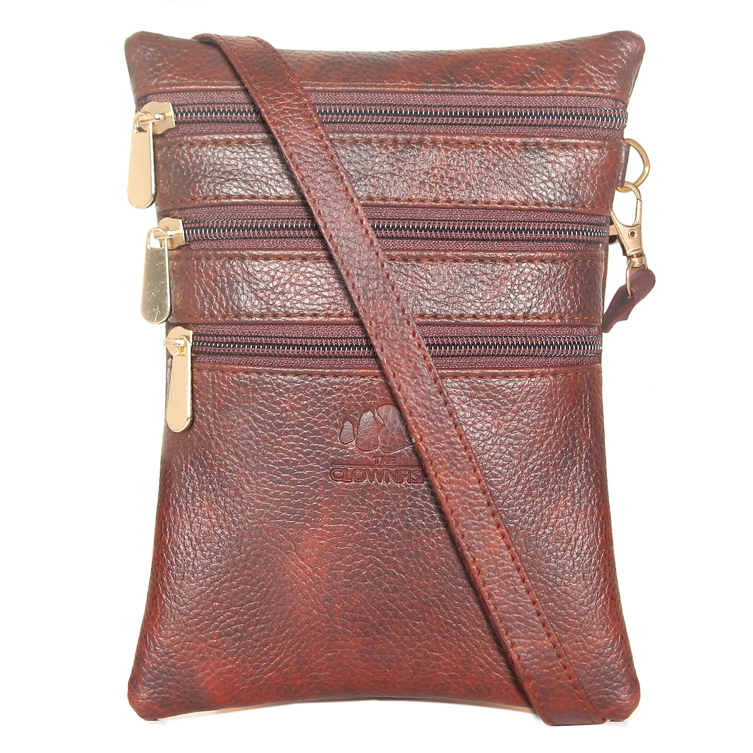 THE CLOWNFISH Hazel Faux Leather Sling Bag - Lightweight, Stylish Design | Combo of 3 Front Pockets | 0.9L | Tan