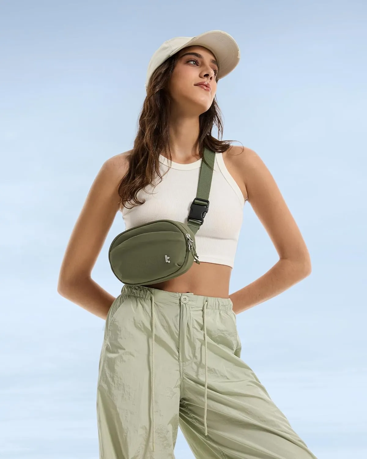 tomtoc Belt Bag with RFID Blocking, 1.5L Cross Body Fanny Pack for Women Men, Sling Waist Bags with Adjustable Strap for Travel Walk