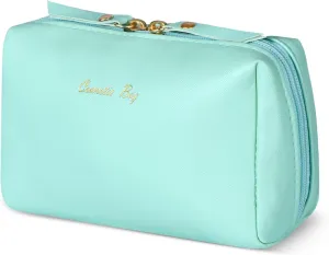 Topwey Makeup Bag, Travel Essentials Cosmetic Bags for Women, Waterproof Portable Pouch travel toiletry bag with Divider (Turquoise, Small)
