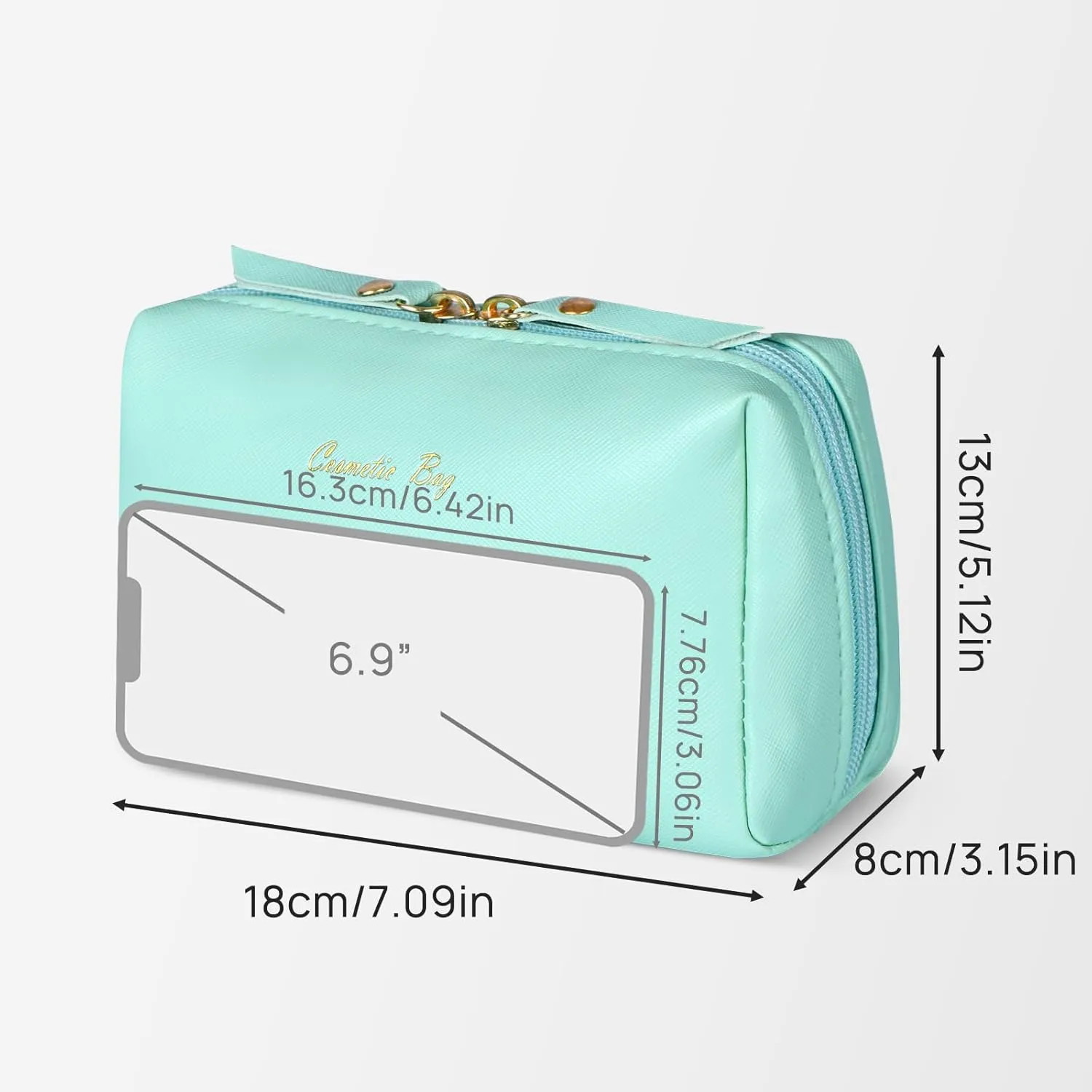 Topwey Makeup Bag, Travel Essentials Cosmetic Bags for Women, Waterproof Portable Pouch travel toiletry bag with Divider (Turquoise, Small)