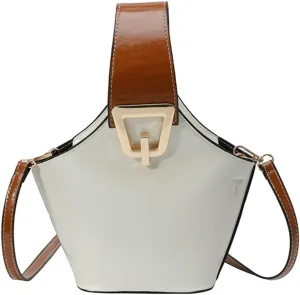 Trendy PU Leather Bucket Bags for Women Purse Top Handle Crossbody Bag Small Satchel Handbags Cute Tote Bag